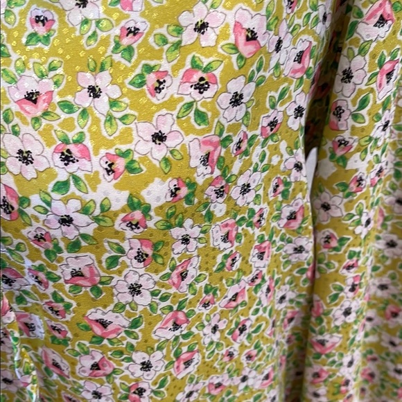 Green and Pink Long Sleeve Blouse with Tie Front - Picture 2 of 6